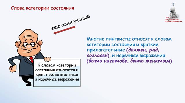 Презентация в 10 классе слова категории состояния